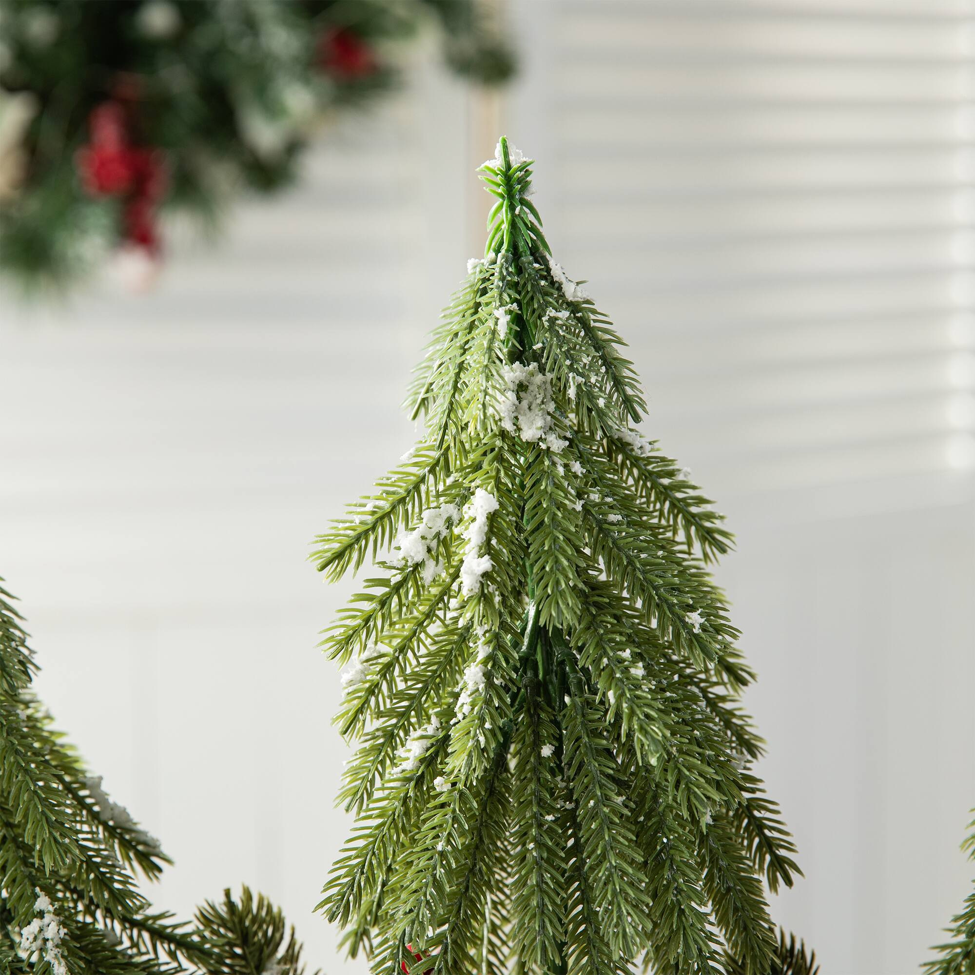 Glitzhome® 21" Christmas Metal Potted Triple Trees Centerpiece